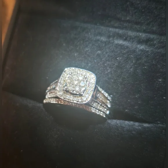 Diamond Wedding Ring Set | Size 7, 6.75 | 925 Sterling Silver | 0.51 ctw - Picture 10 of 16